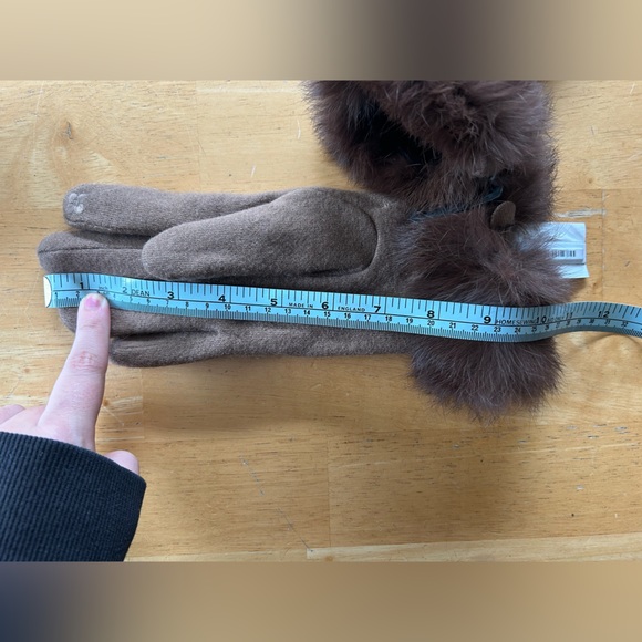 Brown Rabbit Fur-Trimmed Gloves - Picture 8 of 10